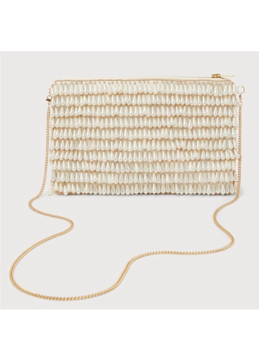 Lulus Glamorous Vision White Pearl Fringe Crossbody Bag